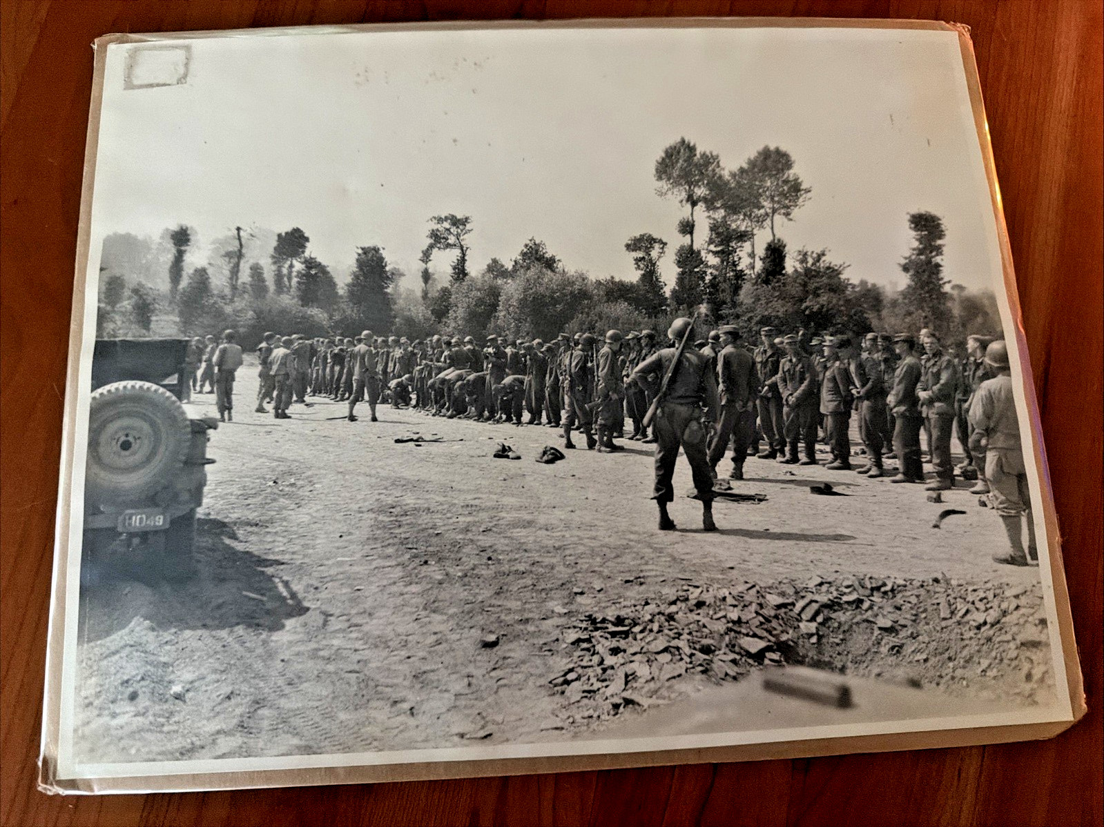 FREE SHIP Rare 1944 German POWs (?) Normandy US Liberation France 11x14 Photo