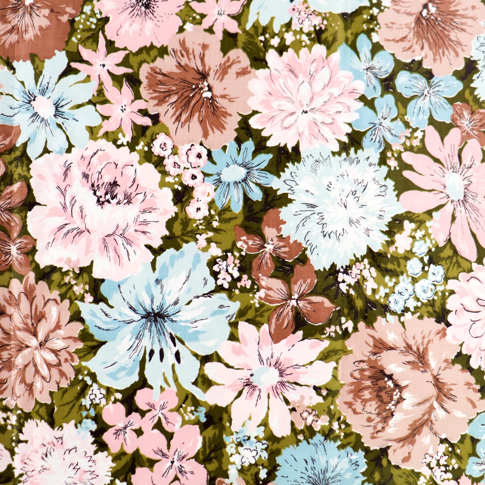 Vtg Waverly Fabric Woodland Dell Glosheen 1950s Pink Brown Floral 6.89 Yards