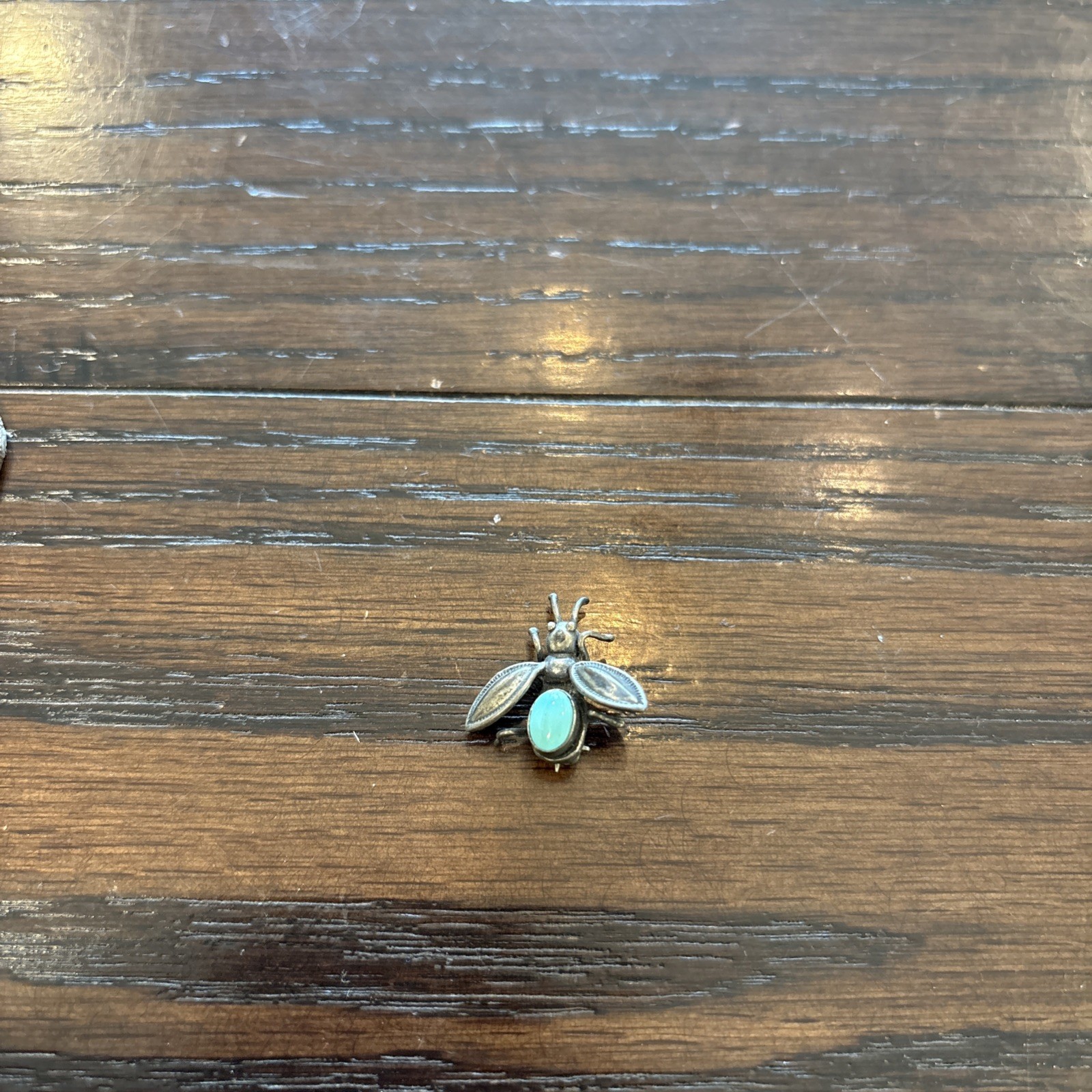 VINTAGE MINIATURE TINY NAVAJO INDIAN STERLING SILVER TURQUOISE 3D BUG PIN BROOCH