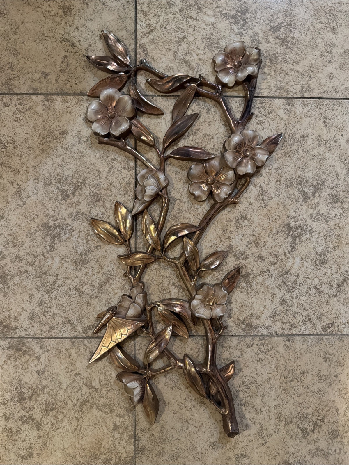Large 1962 MCM 26” SYROCO Wall Hanging DOGWOOD FLOWERS & BUTTERFLY Art Sculpture Large 1962 MCM 26” SYROCO Wall Hanging DOGWOOD FLOWERS & BUTTERFLY Art Sculpture