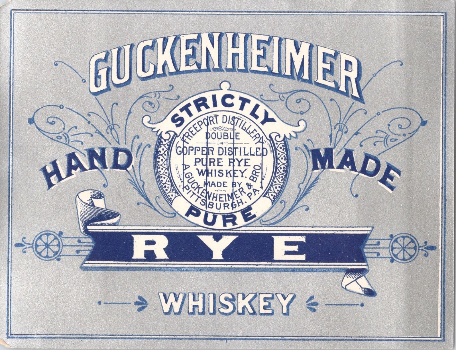 GUCKENHEIMER Pure Rye Whiskey - Original Vintage Label