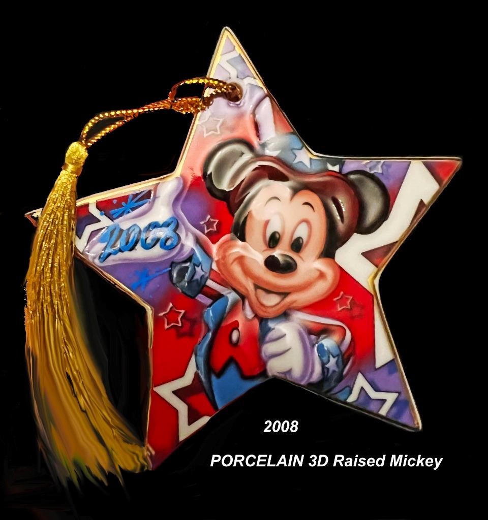 Walt Disney 3D Mickey Mouse Porcelain Star Ornament An American Tradition 2008
