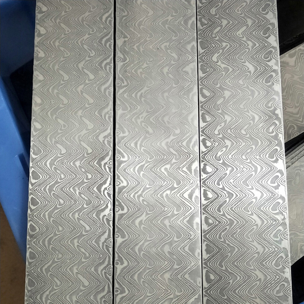 1X Handmade Damascus Steel Billet Knife Blank Blade DIY Making Bar Wave Pattern 1X Handmade Damascus Steel Billet Knife Blank Blade DIY Making Bar Wave Pattern