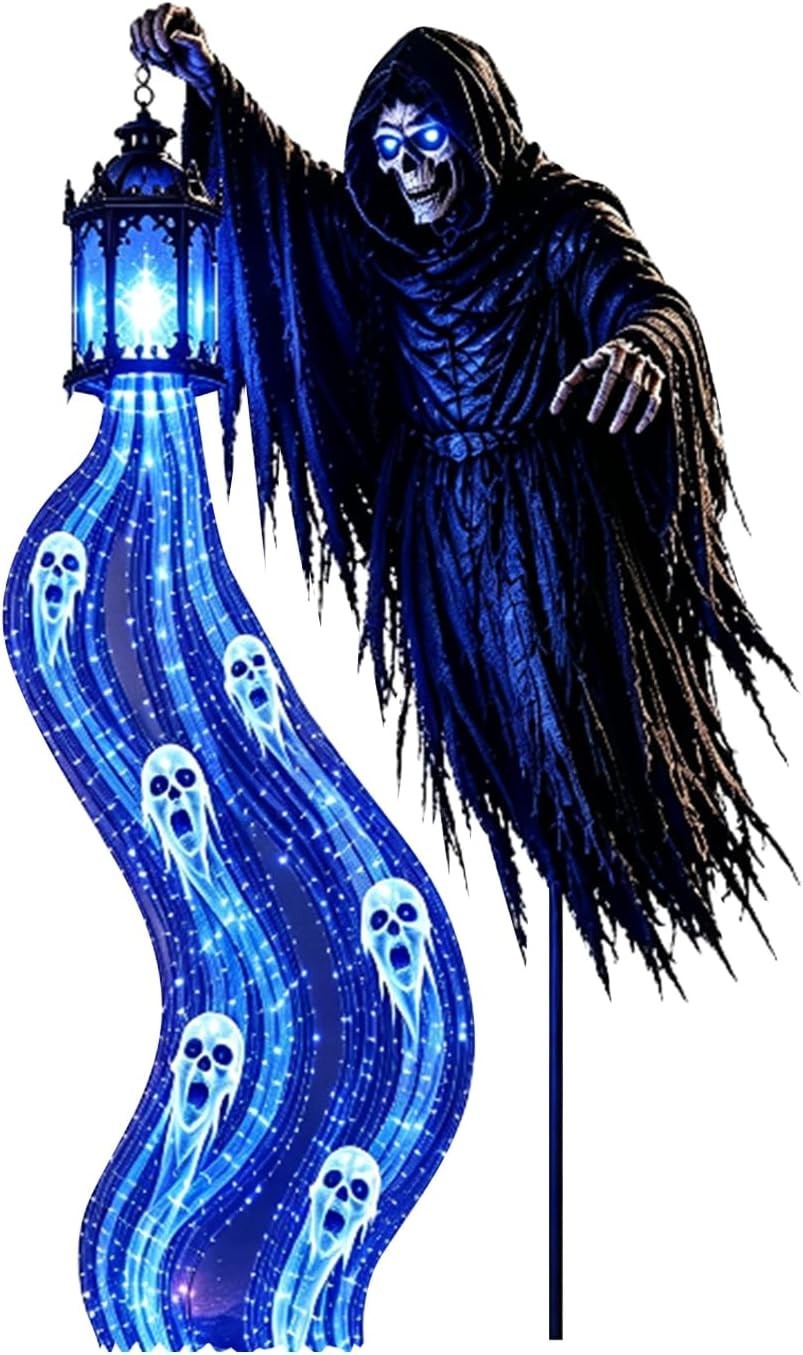 Halloween Soul Harvester Animated Garden Light, Spooky Waterfall Glow Stake