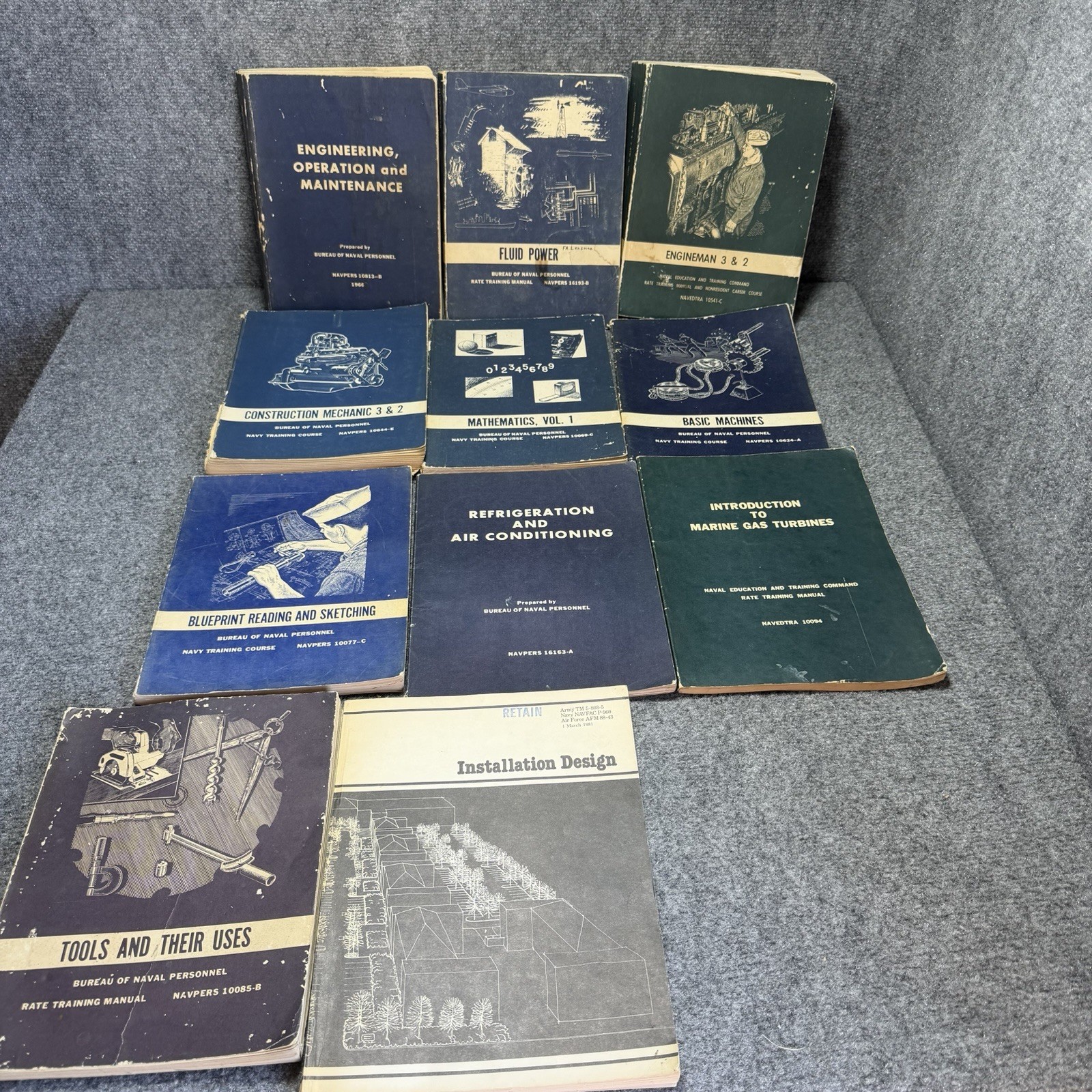 Vintage US Navy Rate Training Manuals Lot Machinery Tools Blueprints Engineman