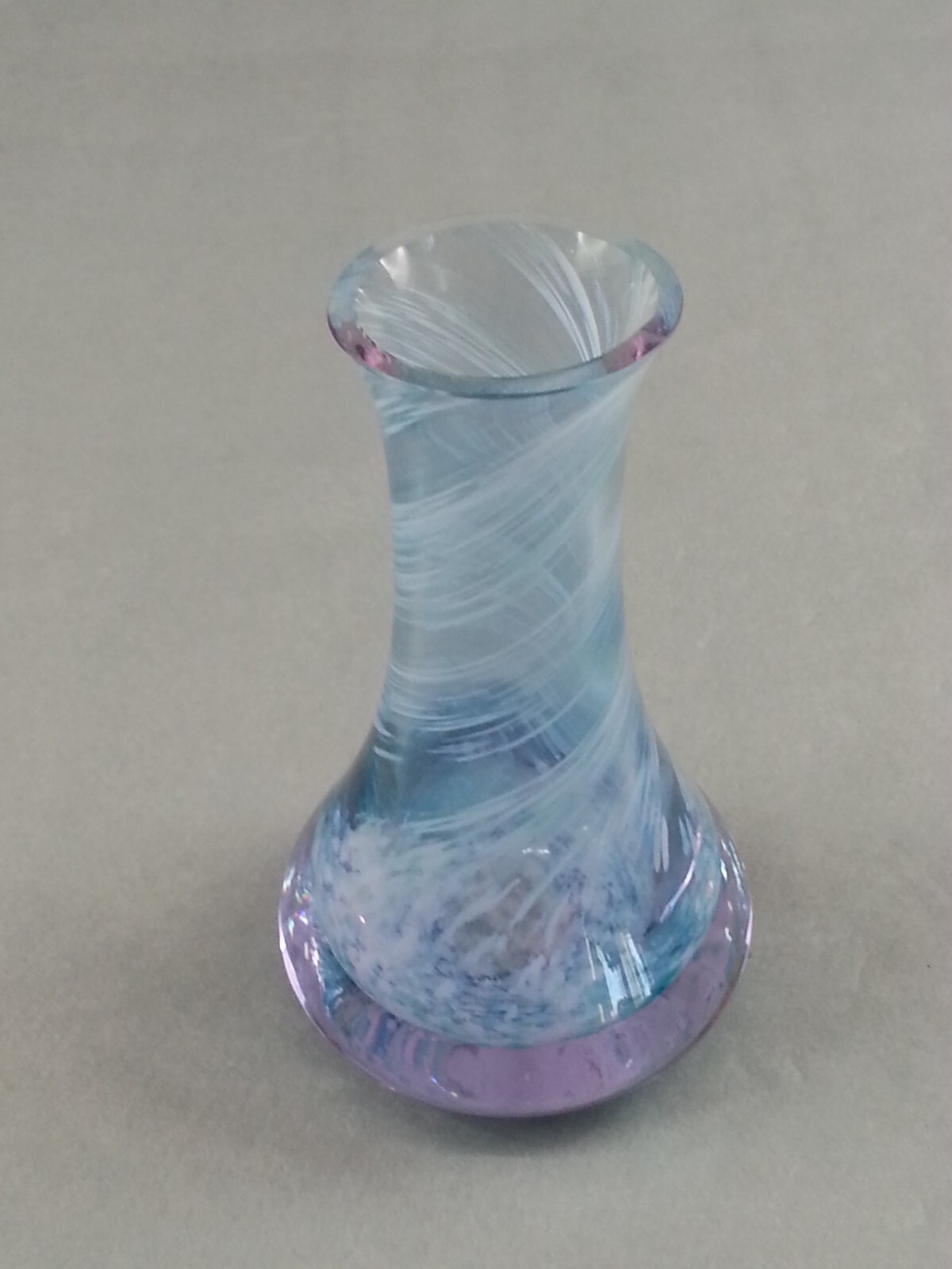 Vtg Signed Caithness Bud Vase Crystal Scotland 4.75 Inch Lavender Blue Art Glass
