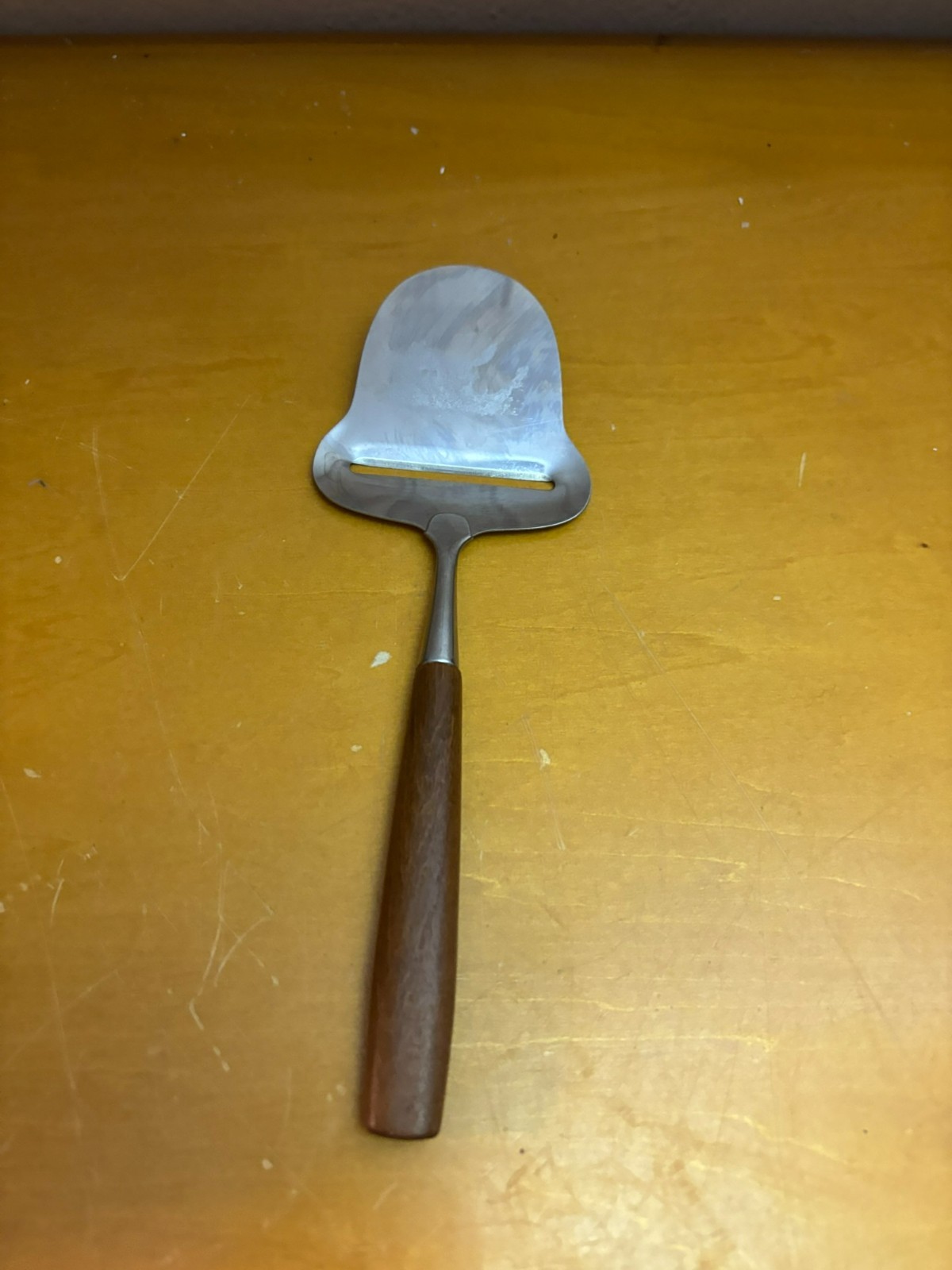 VTG Selandia Norway Cheese Planer Teak Wood Handle Rounded MCM Stainless 18/8 