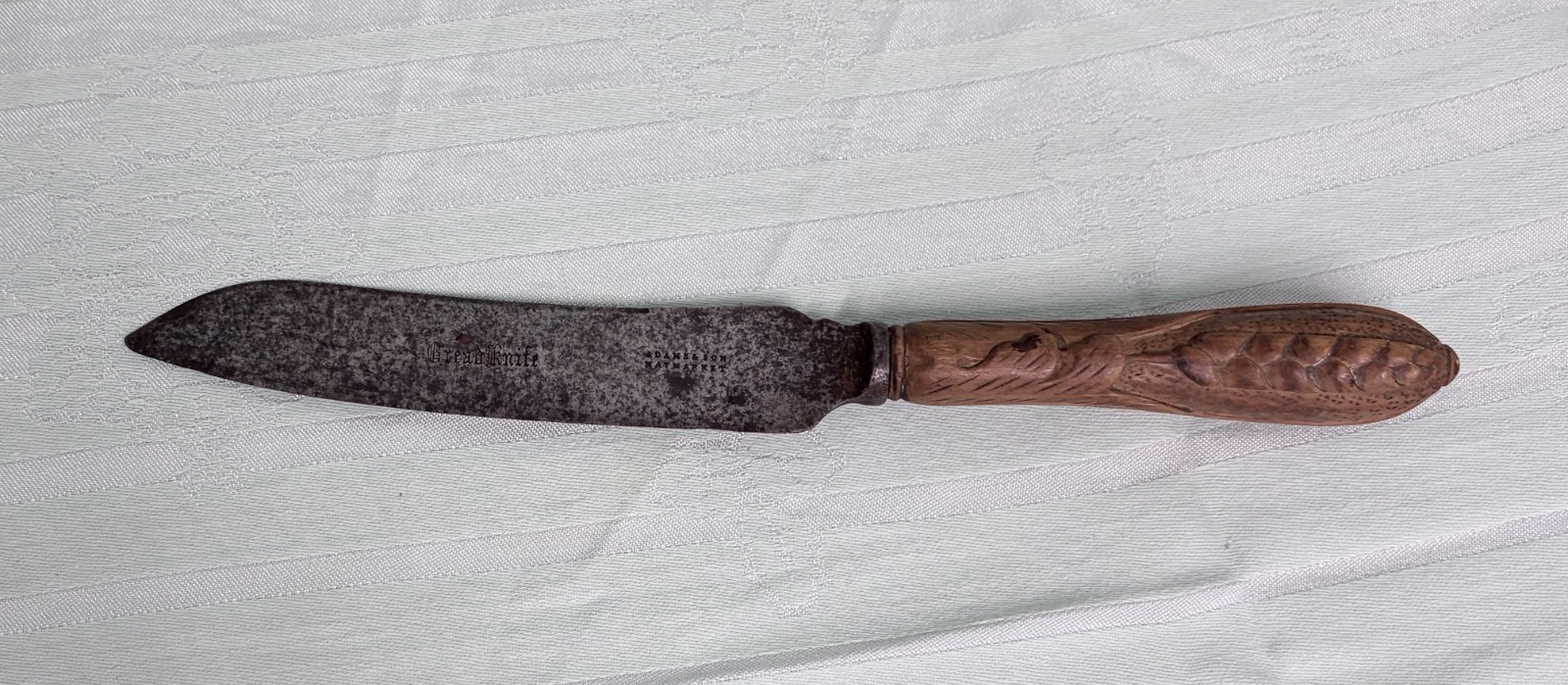 ANTIQUE Adamson Haymarket BREAD KNIFE Carved Wooden Handle Sheffield England ANTIQUE Adamson Haymarket BREAD KNIFE Carved Wooden Handle Sheffield England