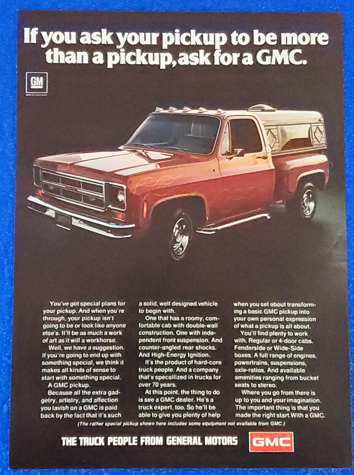 1976 GMC STEPSIDE PICKUP TRUCK ORIGINAL PRINT AD CLASSIC AMERICAN FARMING / WORK