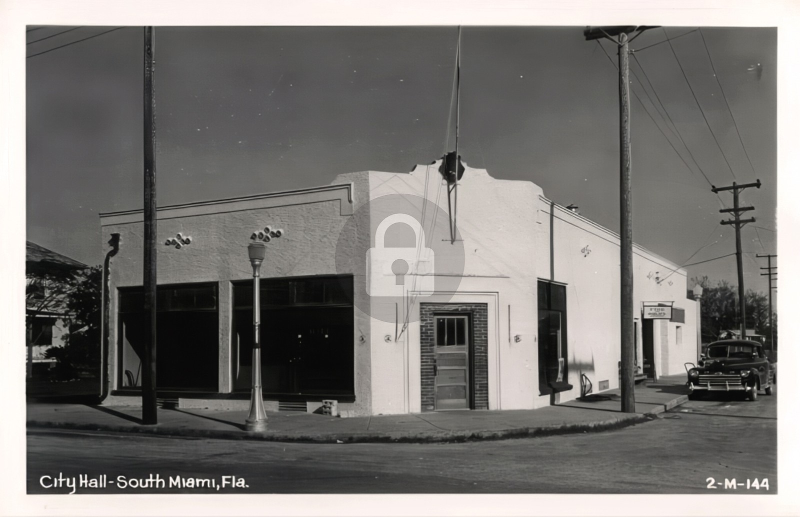 South Miami City Hall Florida FL Cline RPPC Photo Postcard COPY