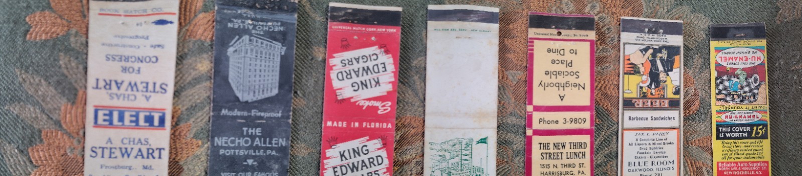 7 Vintage Matchbook Covers