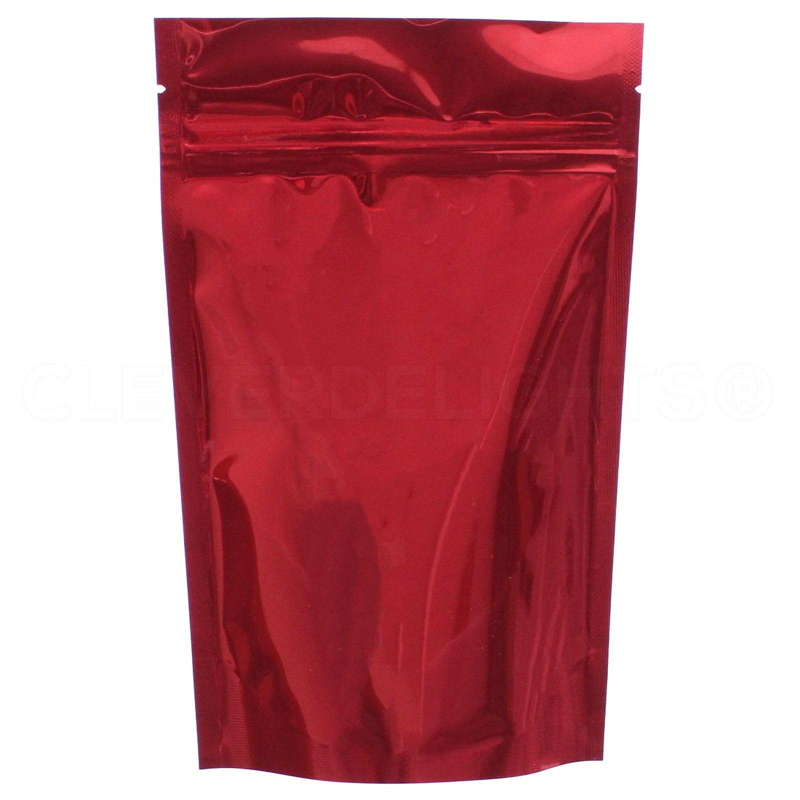CleverDelights Glossy Red Stand Up Pouches - 4oz (5\ CleverDelights Glossy Red Stand Up Pouches - 4oz (5\