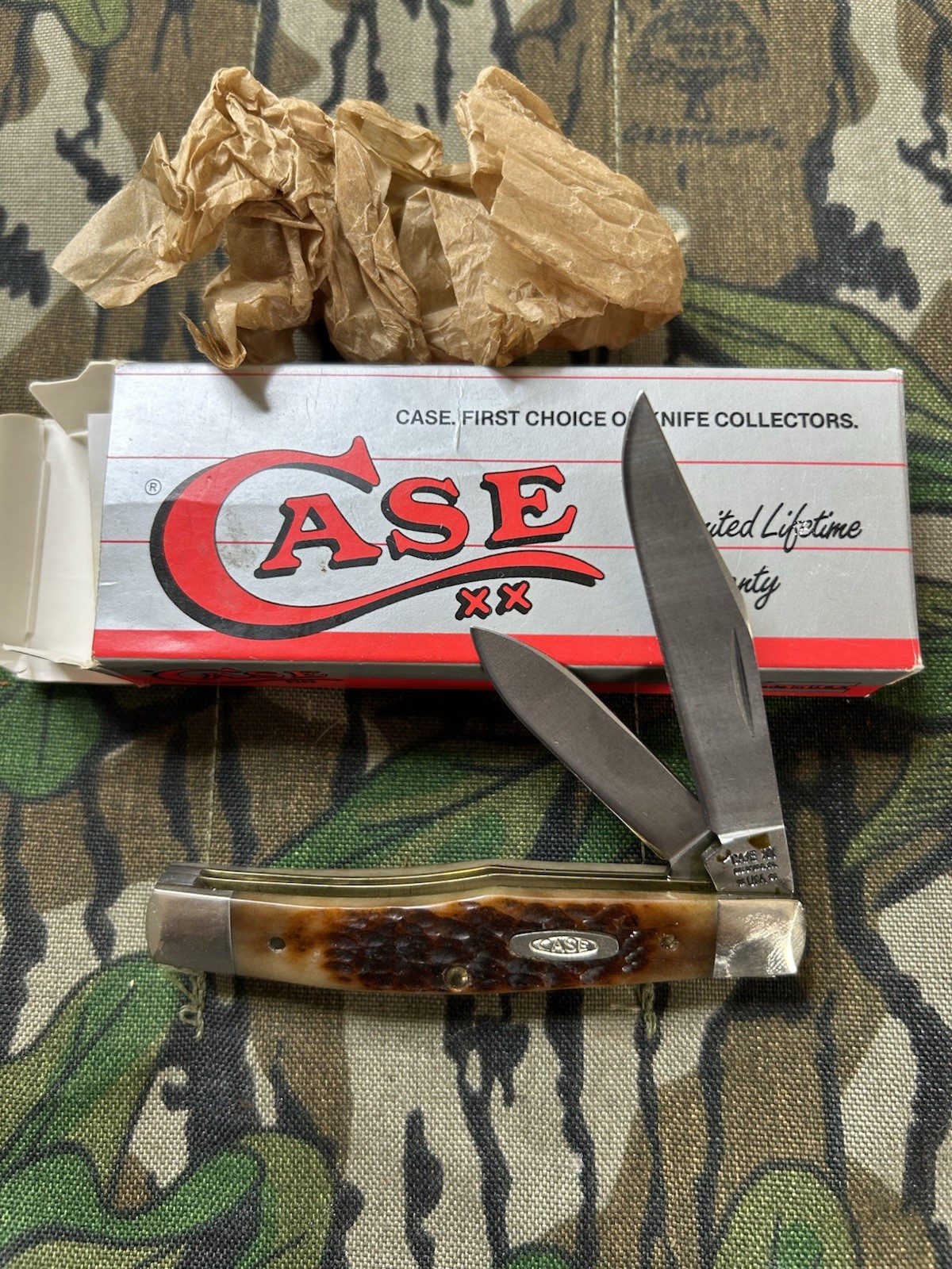 CASE 1991 BONE 2 Blade Pocket KNIFE NEVER USED #62032 SS With Box And Papers