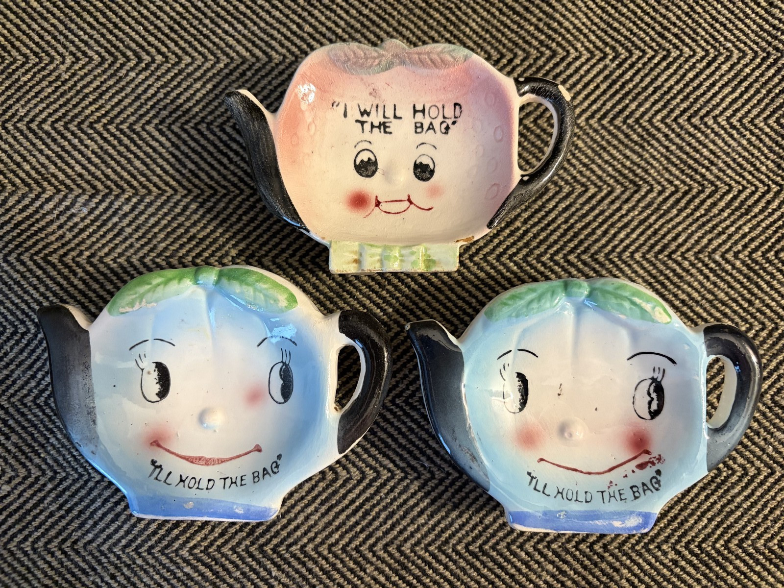 Vintage Tea Bag Holder Anthropomorphic \
