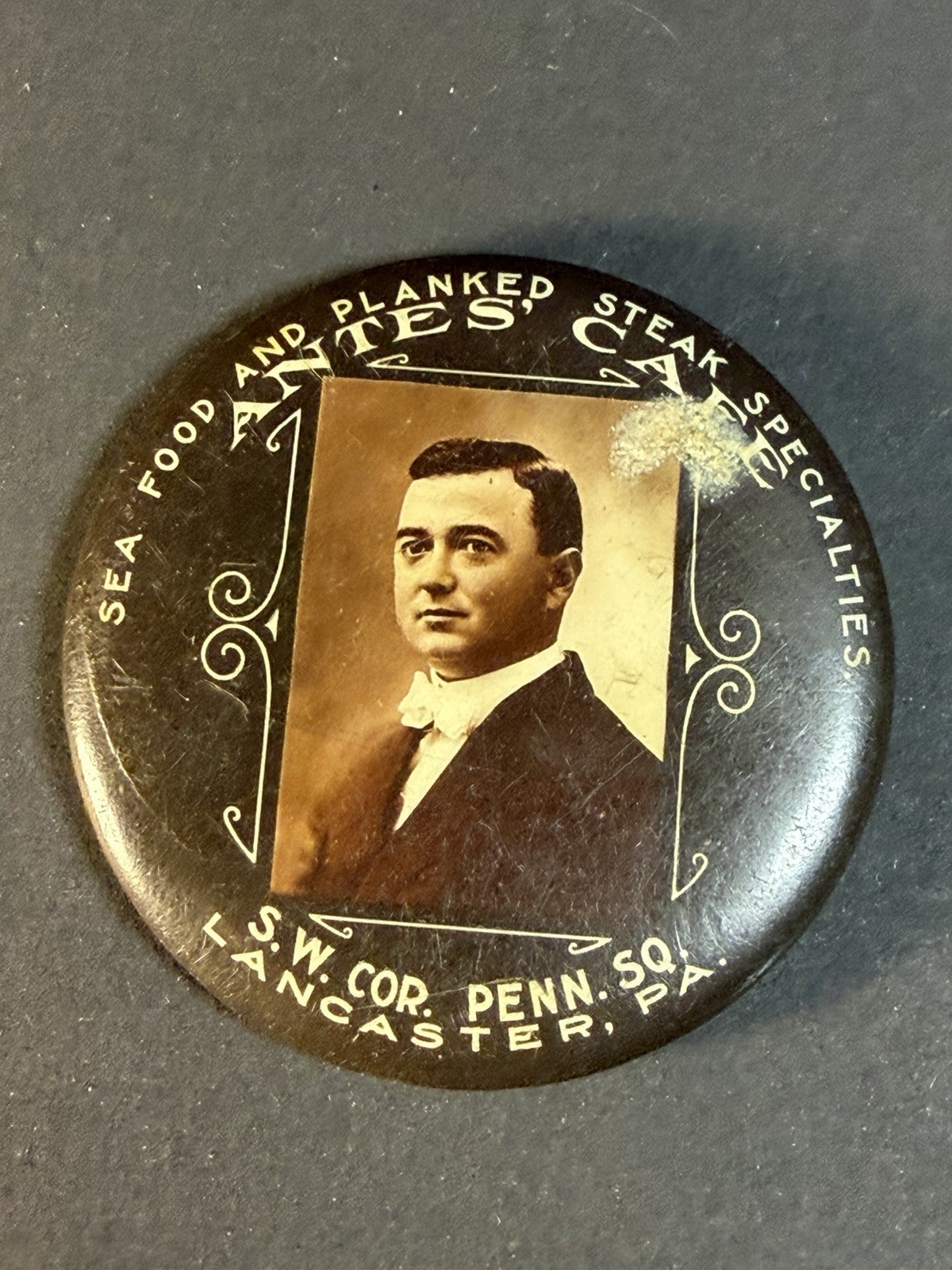 Antique Ante’s Cafe Small Pocket Mirror Lancaster Pa Establishment Early 1900’s Antique Ante’s Cafe Small Pocket Mirror Lancaster Pa Establishment Early 1900’s