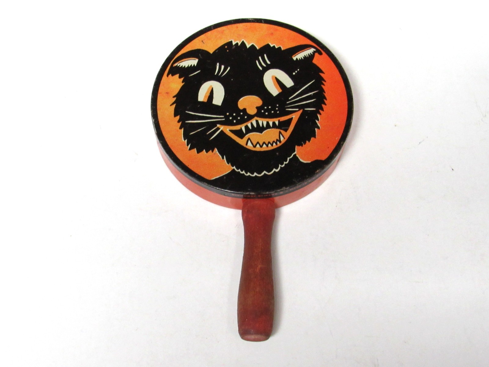 Vtg 1950’s Halloween Tin Litho Black Cat Noisemaker - Kirchhof Life of the Party