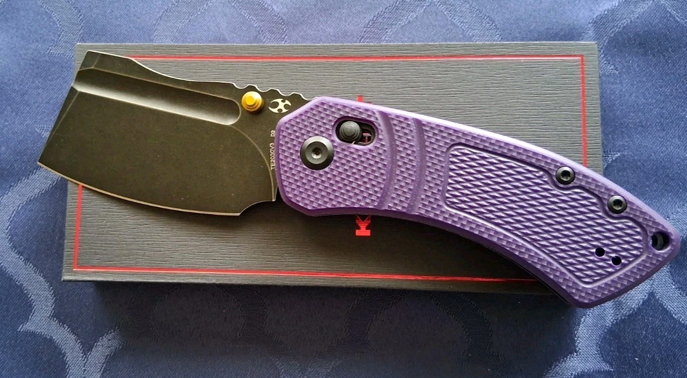 *NEW*🔥 KANSEPT KNIVES - Korvid V Folding Knife w/Purple G10 Handle & D2 Blade 
