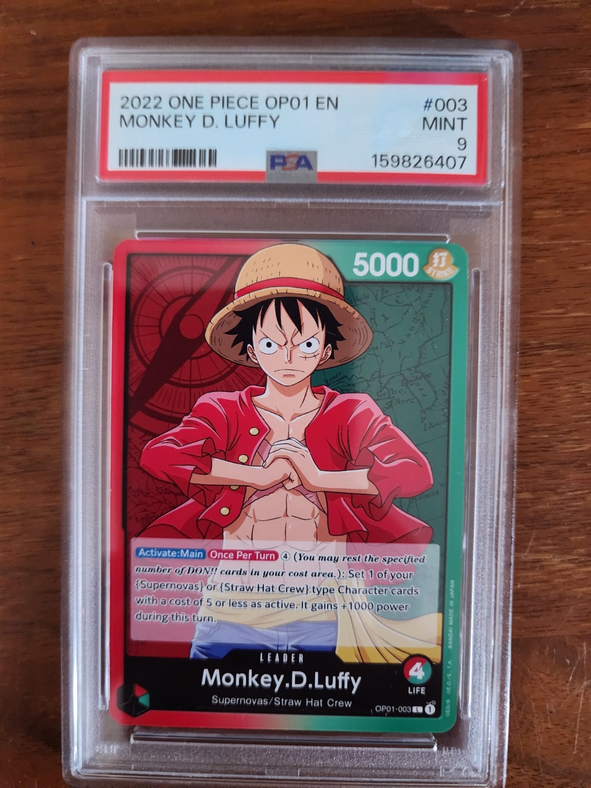 2022 Pre Errata One Piece Romance Dawn Monkey D. Luffy #OP01003 PSA 9
