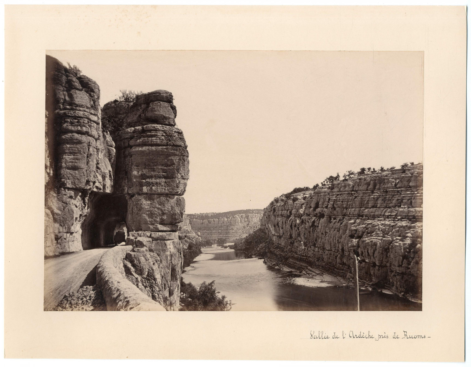 France, Vallée de l' Ardèche near Ruoms Vintage albumen print, L’Ardèc