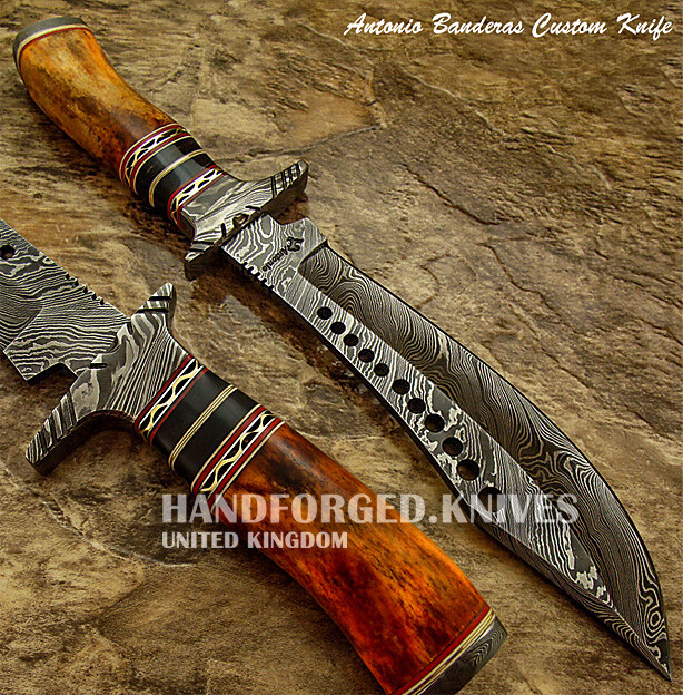 ANTONIO BANDERAS CUSTOM HAND MADE UNIQUE BOWIE KNIFE CAMEL BONE HANDLE