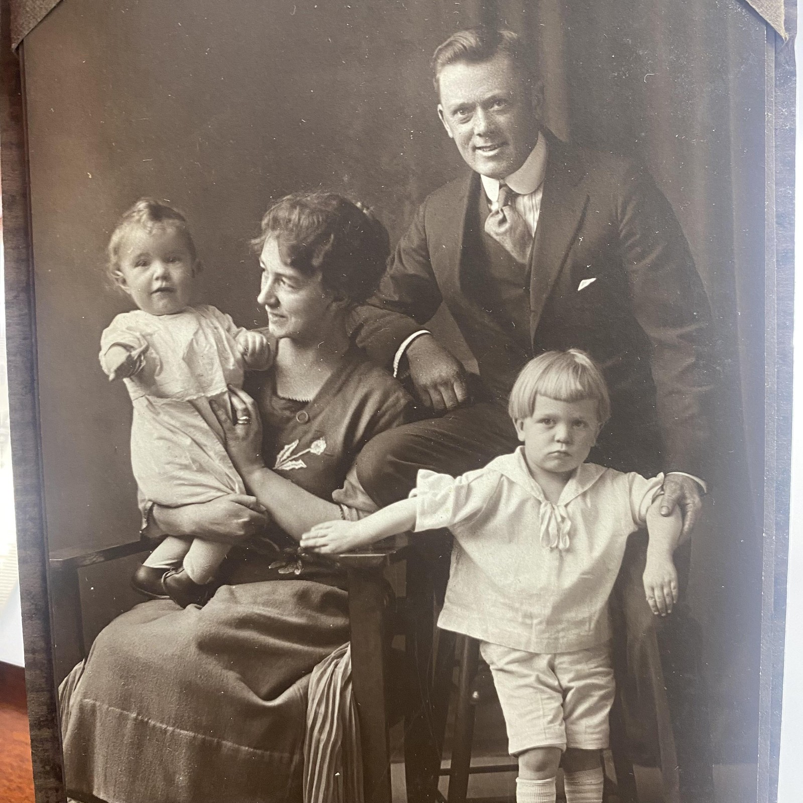 Vtg Early 1900s David Family Portrait Studio Photo Sepia 5x7 Original Doane