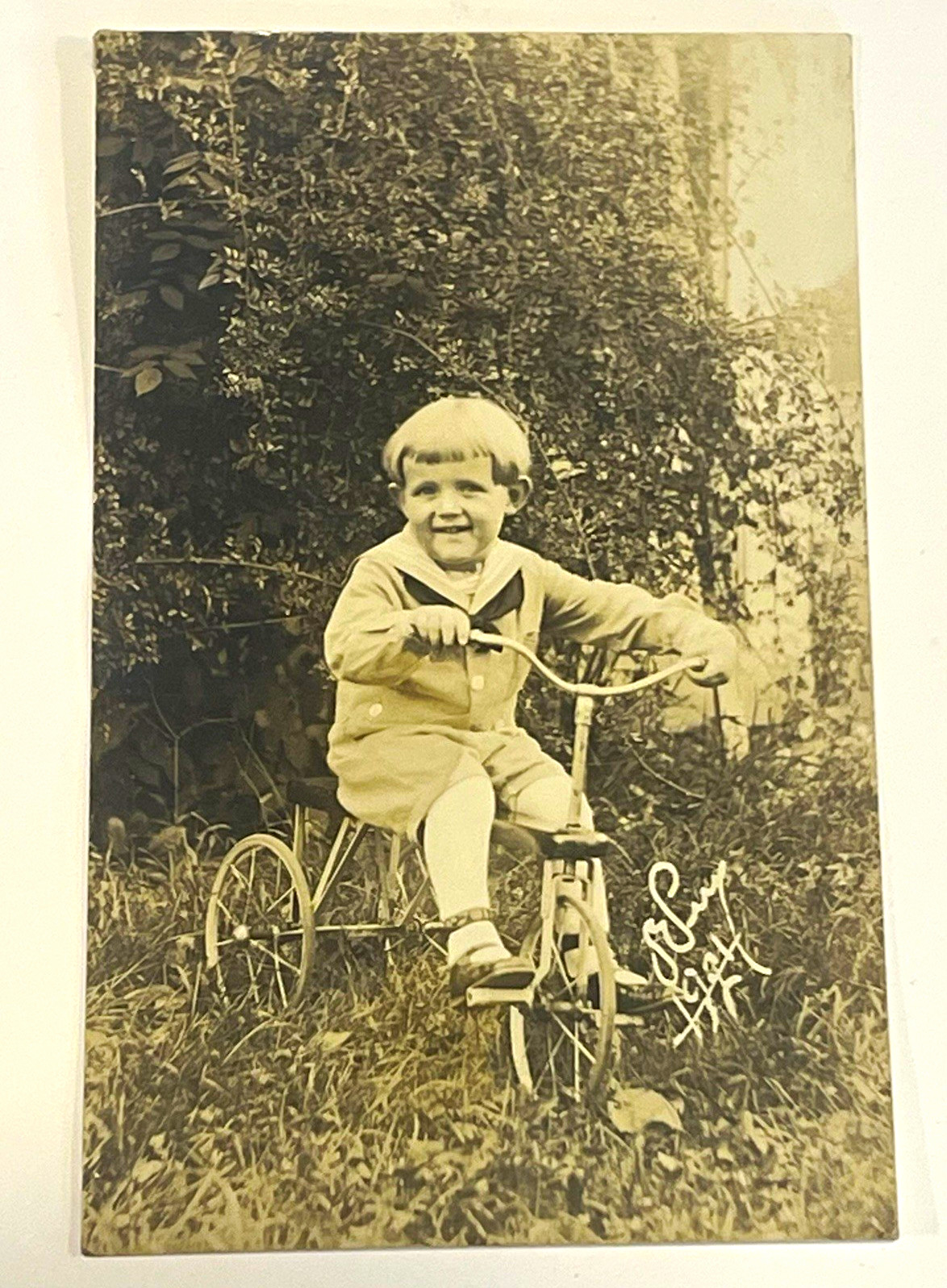 Vintage 1921 RPPC Real Photo Postcard Boy Riding Antique Metal Tricycle Bike AZO Vintage 1921 RPPC Real Photo Postcard Boy Riding Antique Metal Tricycle Bike AZO