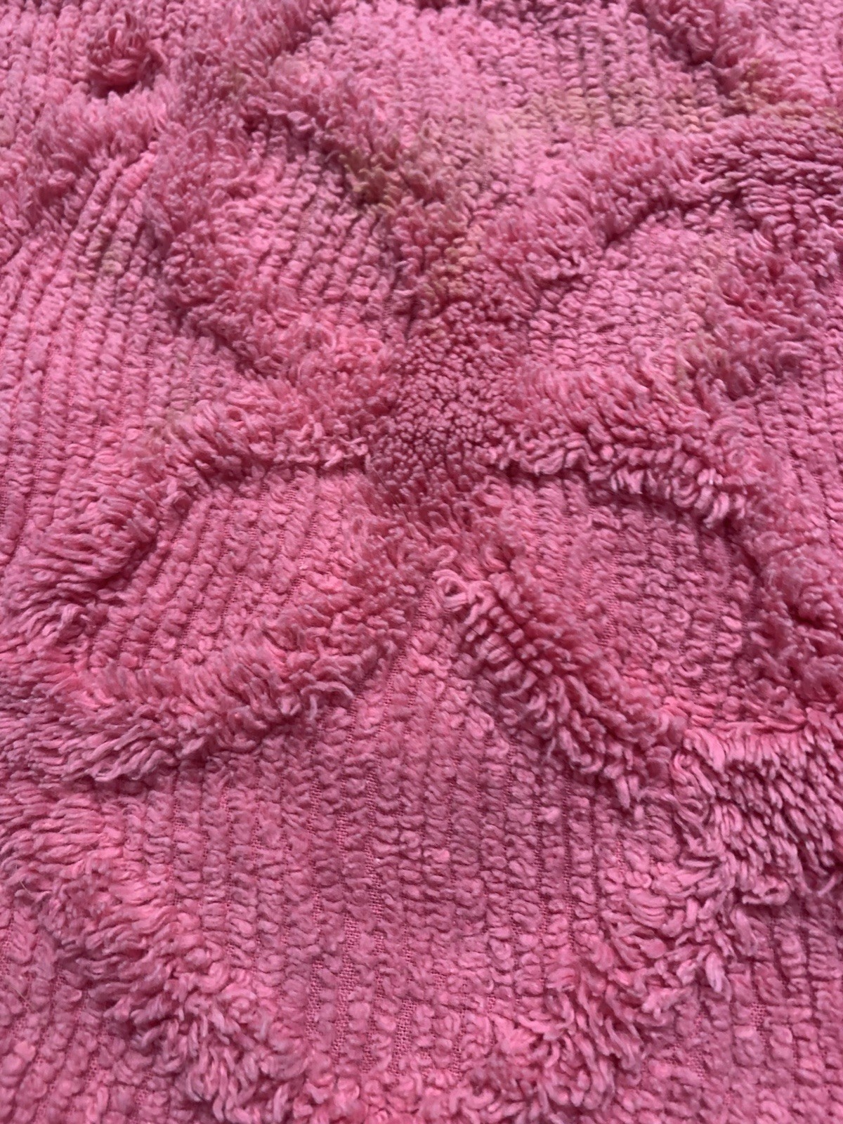 Vintage Fluffy Pink Coral Chenille Bedspread FABRIC PIECE - 20 X 26 Vintage Fluffy Pink Coral Chenille Bedspread FABRIC PIECE - 20 X 26