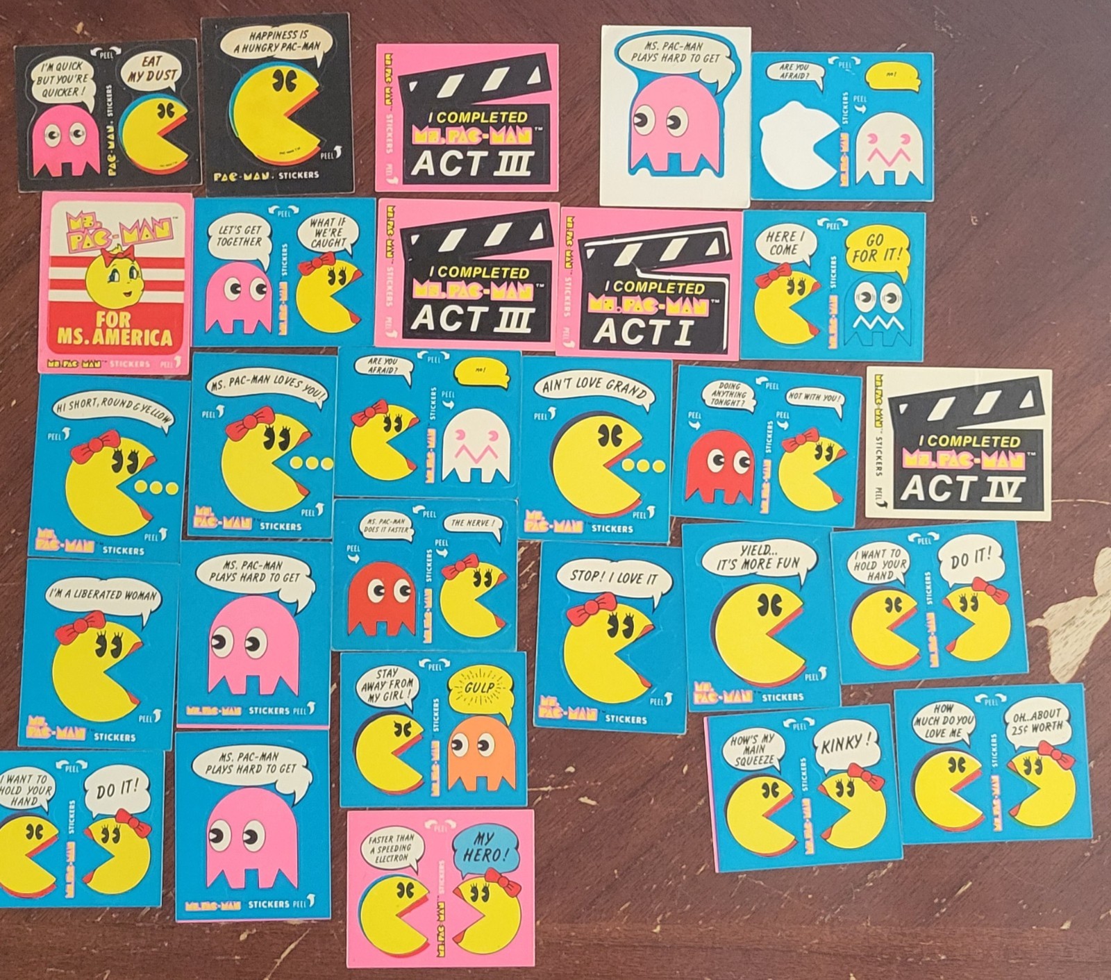 Fleer Ms. Pac-Man Stickers 1981 Lot Of 26 Fleer Ms. Pac-Man Stickers 1981 Lot Of 26