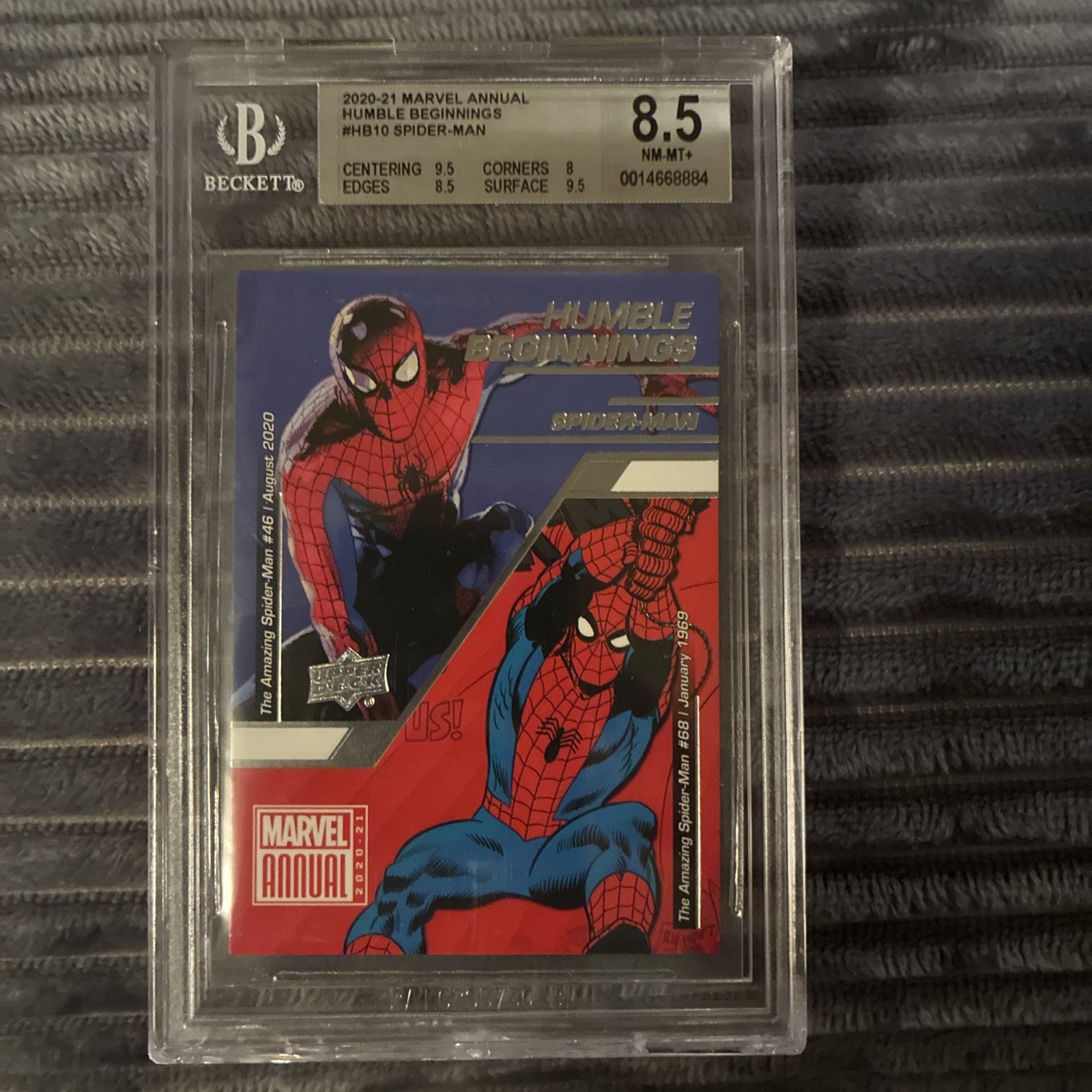2020-21 Upper Deck Marvel Annual Humble Beginnings Spider-Man #HB-10 BGS 8.5 2020-21 Upper Deck Marvel Annual Humble Beginnings Spider-Man #HB-10 BGS 8.5