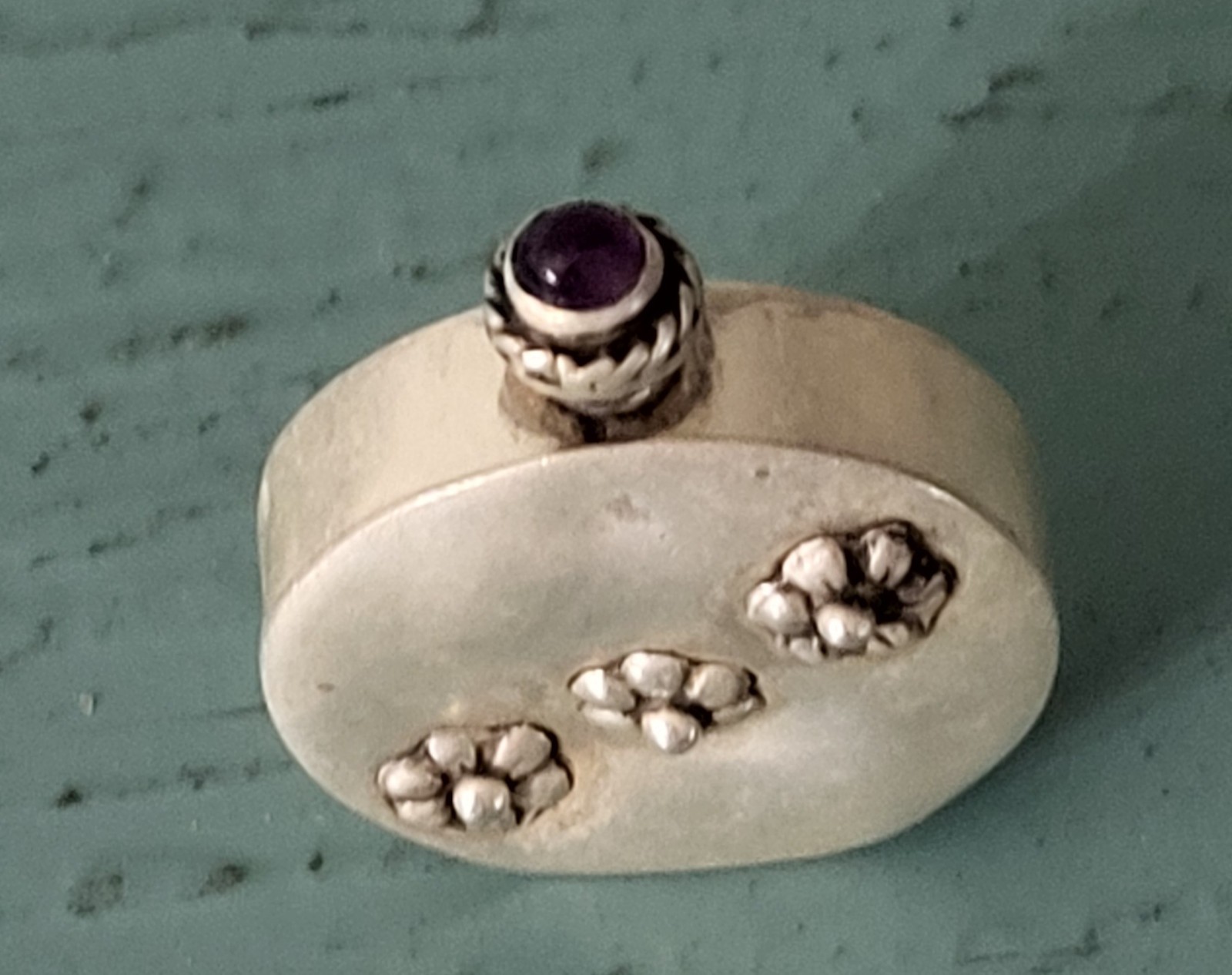 Vintage Sterling Silver? Mini Perfume Bottle w/ Glass dropper bottom stamp B ? Vintage Sterling Silver? Mini Perfume Bottle w/ Glass dropper bottom stamp B ?