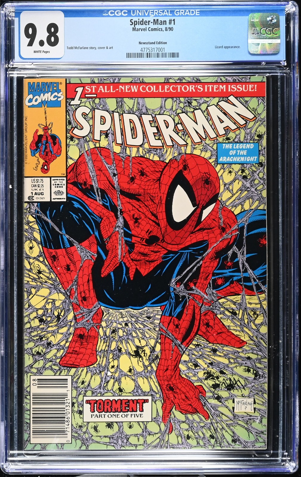 SPIDER-MAN #1 Newsstand (Marvel Comics, 1990) CGC Graded 9.8 ~ White Pages