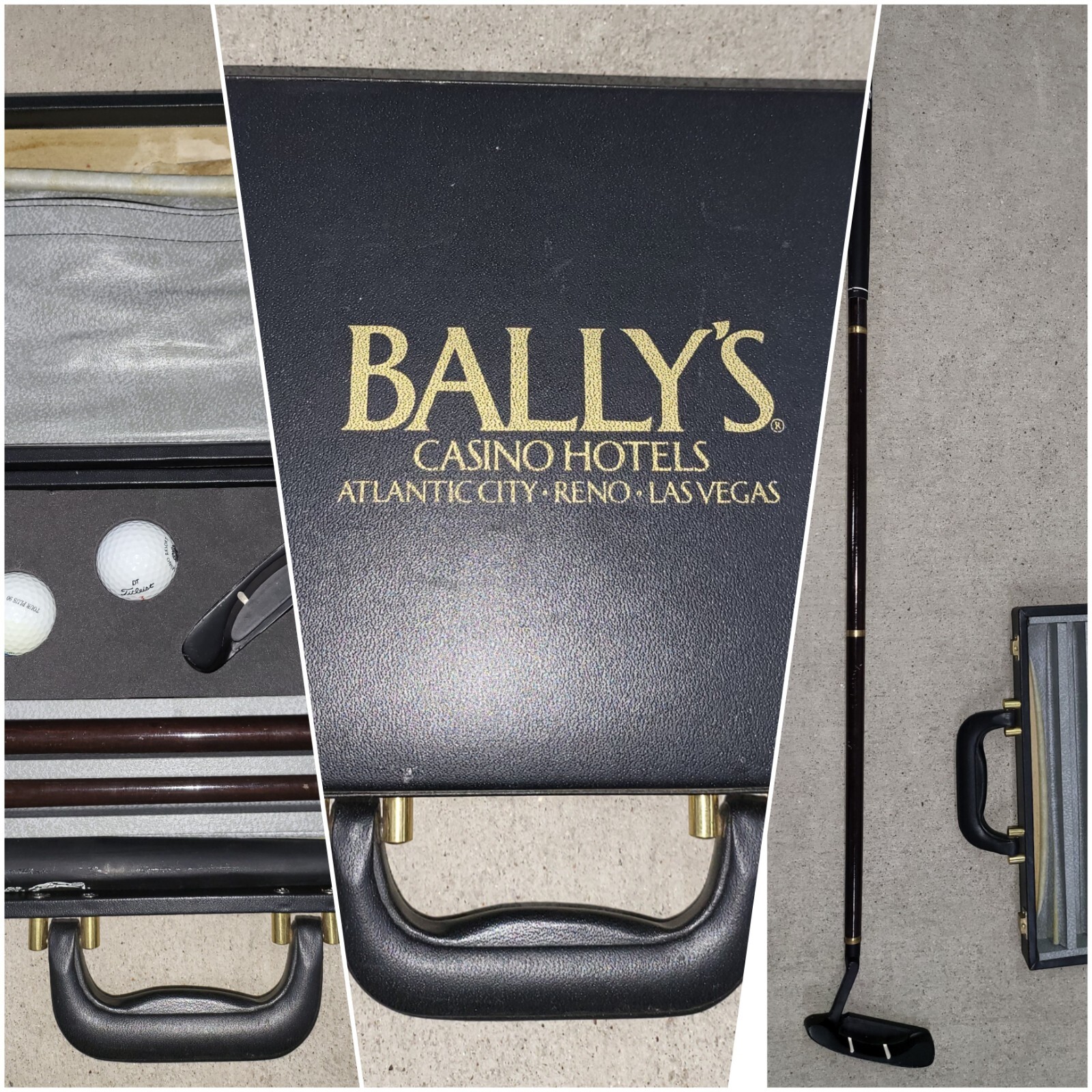 Vintage Bally\'s Casino Hotels Pro Grip Putter In Case With 2 Golf Balls Rare