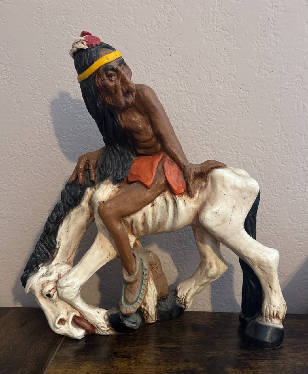 1970s Universal Statuary Corp Indian Hunter On horse Back Vintage 1970s Universal Statuary Corp Indian Hunter On horse Back Vintage