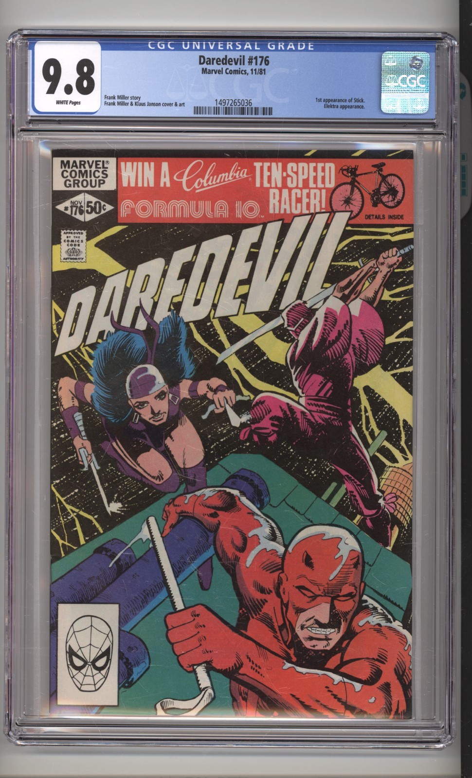 Daredevil 176 CGC 9.8 Elektra Appearance Marvel 1st Appearance of Stick 1981 Daredevil 176 CGC 9.8 Elektra Appearance Marvel 1st Appearance of Stick 1981
