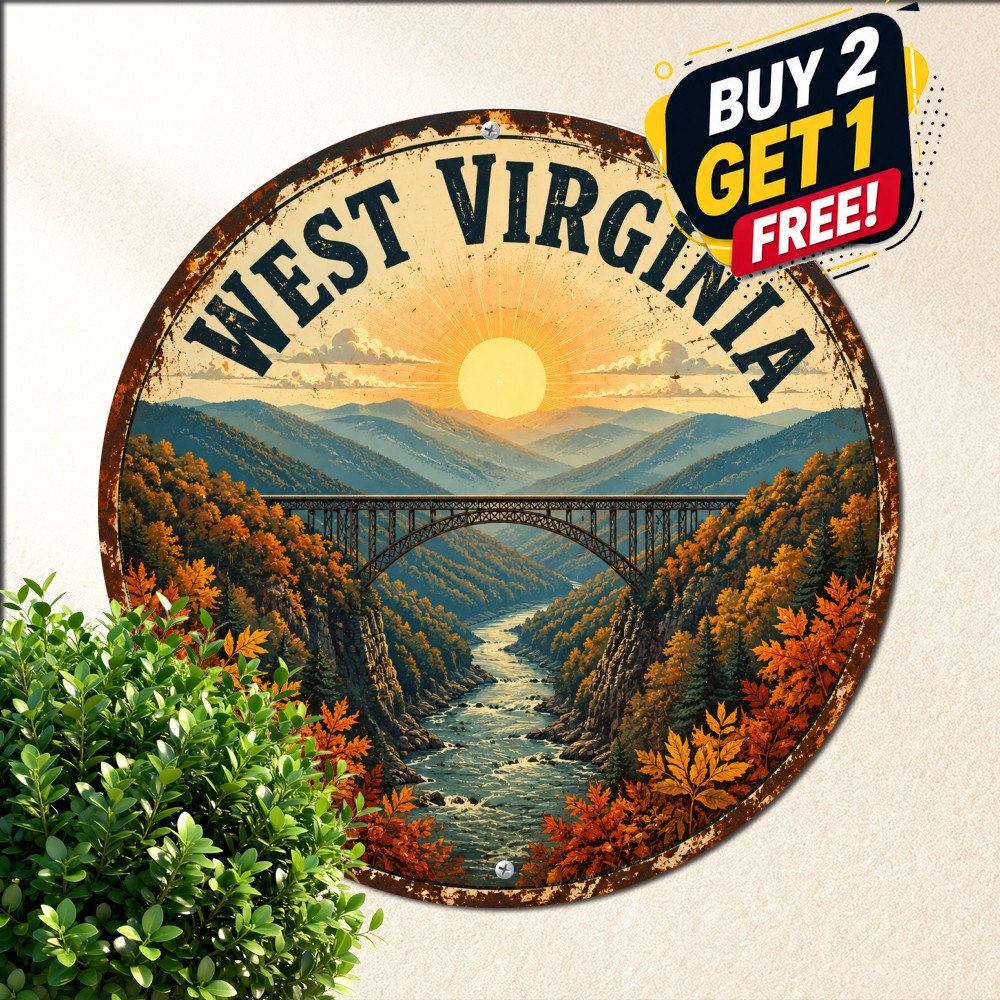 West Virginia Scenic Mountain River Wilderness Travel Souvenir Metal Sign