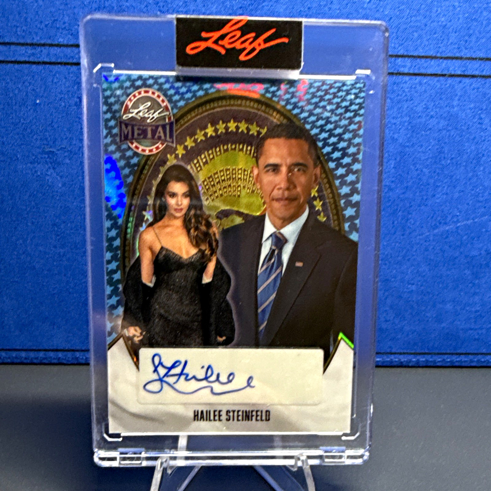 Leaf Metal 2024 Hailee Steinfeld Hard Signed Auto BA-HF1 Blue Houndstooth 1/1