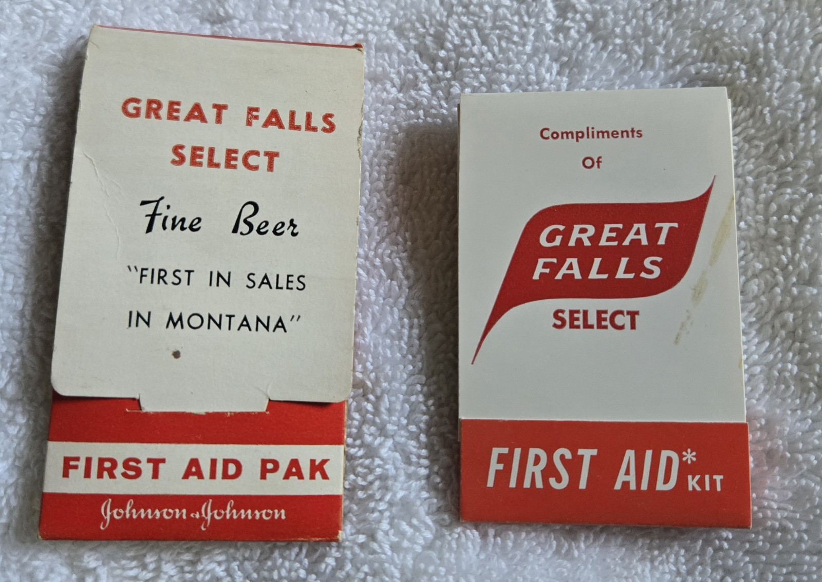 2 Vintage Great Falls Select Beer First Aid Kits Montana Brewery Collectable