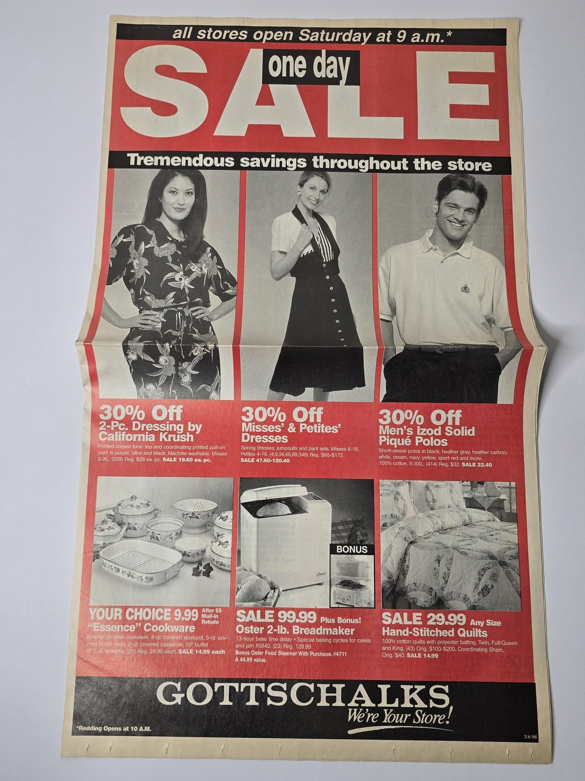 Gottschalks 1998 One Day Sale Foldout Reebok Samsonite Vintage Levi Nike Fashion Gottschalks 1998 One Day Sale Foldout Reebok Samsonite Vintage Levi Nike Fashion