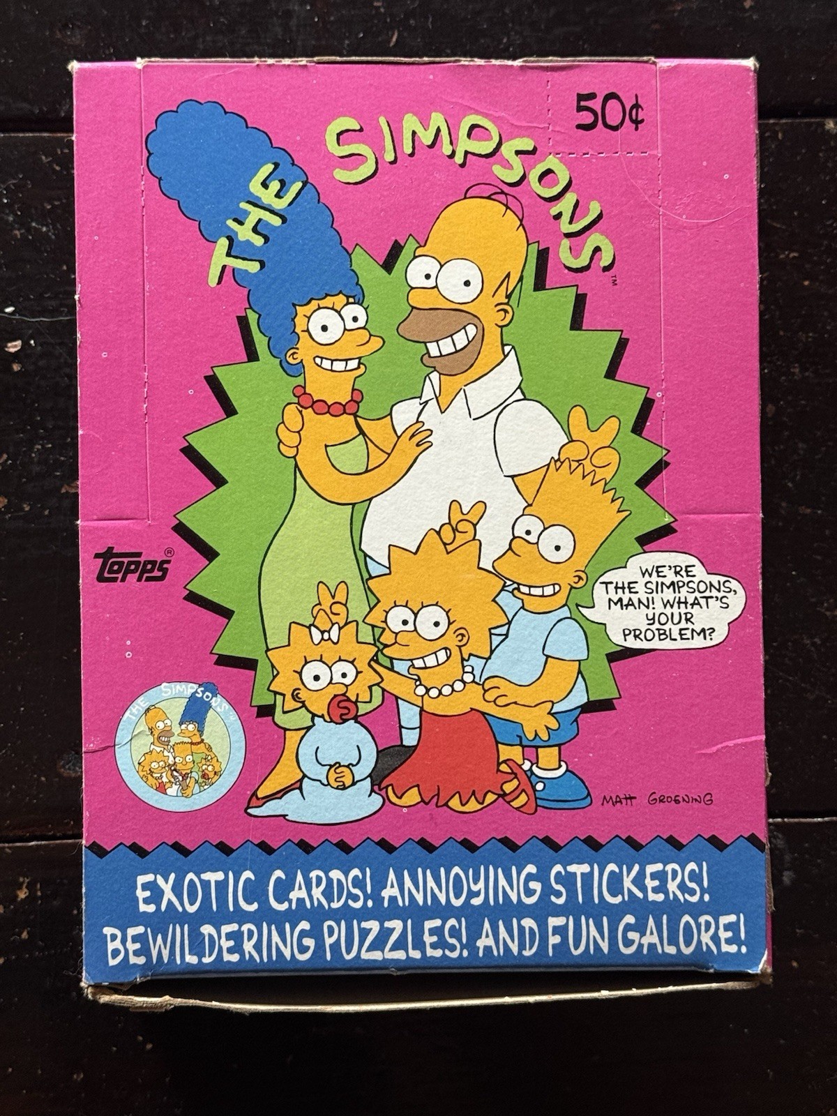 Vintage 1990 Topps Simpsons Wax Box 36 Sealed Packs BART-MAN