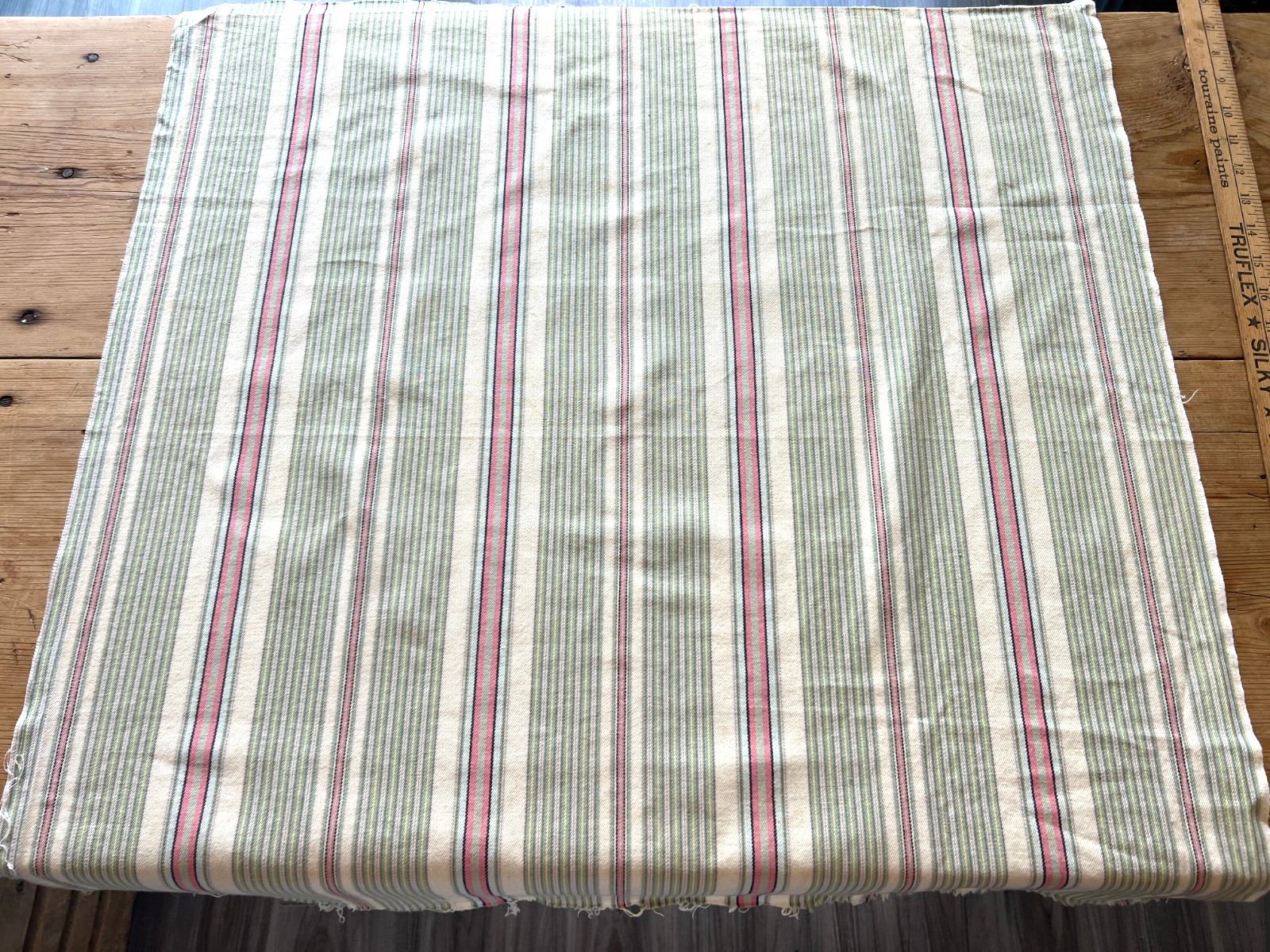 Vintage Striped Ticking Fabric Cotton Upholstery