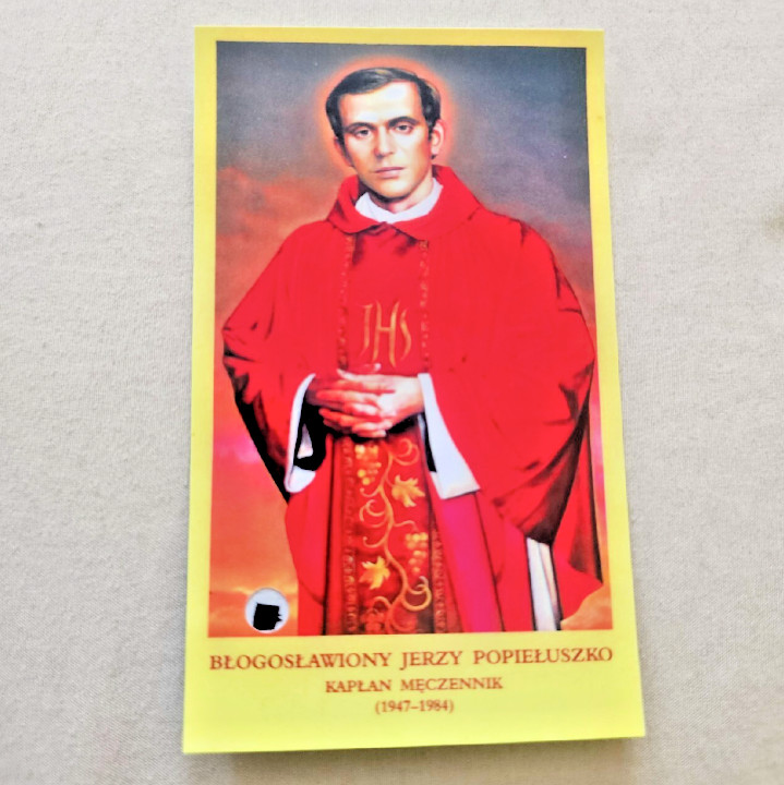 FATHER JERZY POPIELUSZKO RELIC EX INDUMENTIS 2ST CLASS VATICAN GIFT RARE