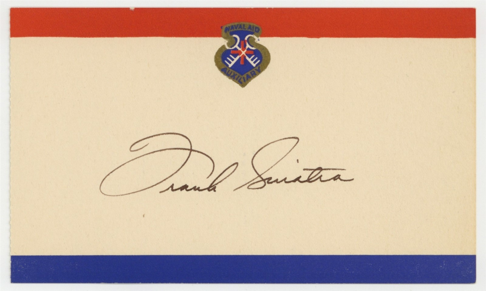 Frank Sinatra Hand Signed 1940 Naval Aid Auxiliary Card Blue Eyes USN J115027
