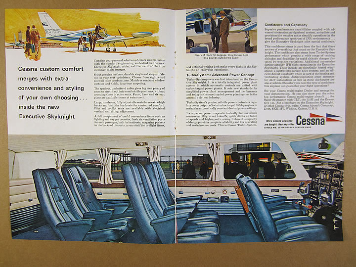 1966 Cessna Executive Skynight exterior & interior cabin photos vintage print Ad