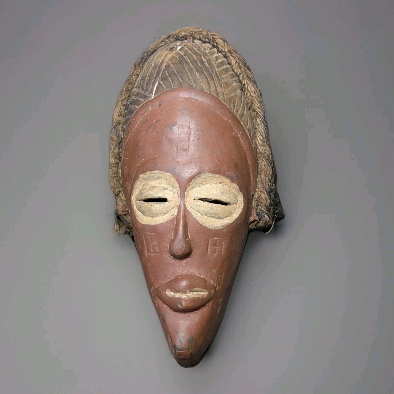 Chokwe African Wood Mask Pwo Motherhood Hand Carved Fiber Hair 12
