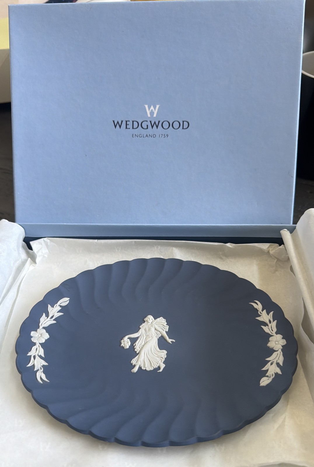 Wedgwood Jasperware Portland Blue Trinket Dish