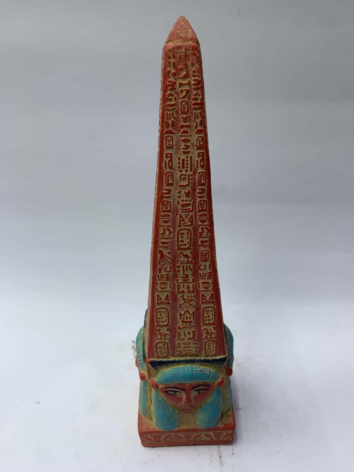 RARE ANCIENT EGYPTIAN RED Obelisk Statue Hathor Base Hieroglyphics Replica Decor RARE ANCIENT EGYPTIAN RED Obelisk Statue Hathor Base Hieroglyphics Replica Decor