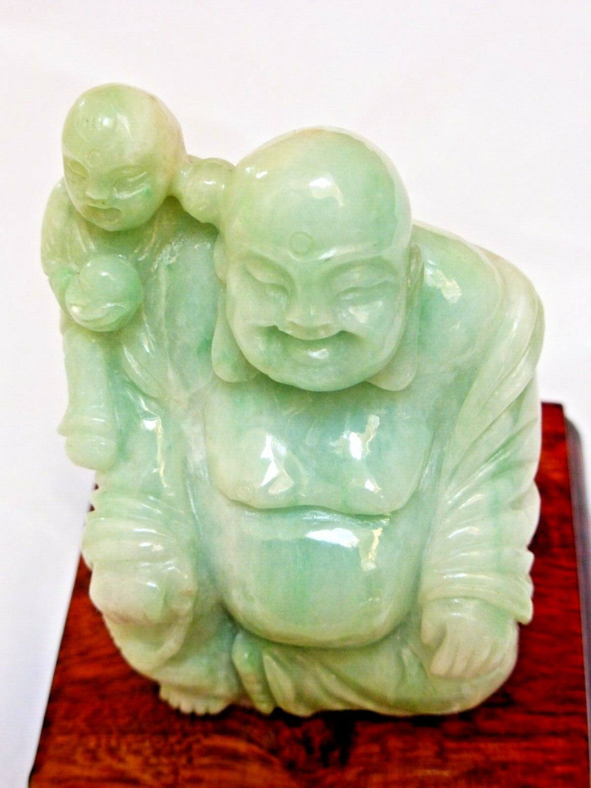 Vintage Chinese Carved 100% Natural Untreated Jade Budda Statue