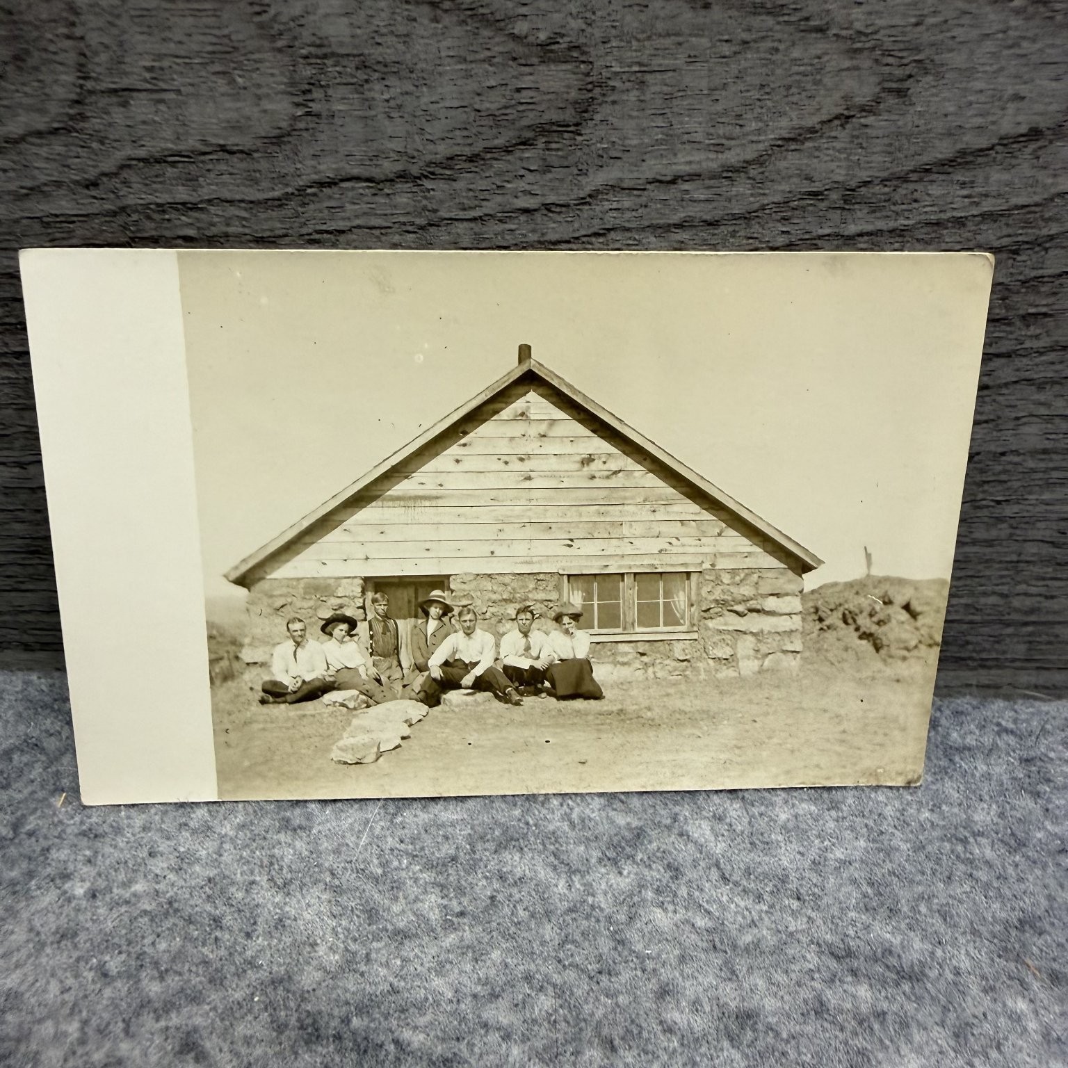 Vintage RPPC Rustic Sod Cabin Group Photo Postcard Early 1900s Pioneer Era Vintage RPPC Rustic Sod Cabin Group Photo Postcard Early 1900s Pioneer Era