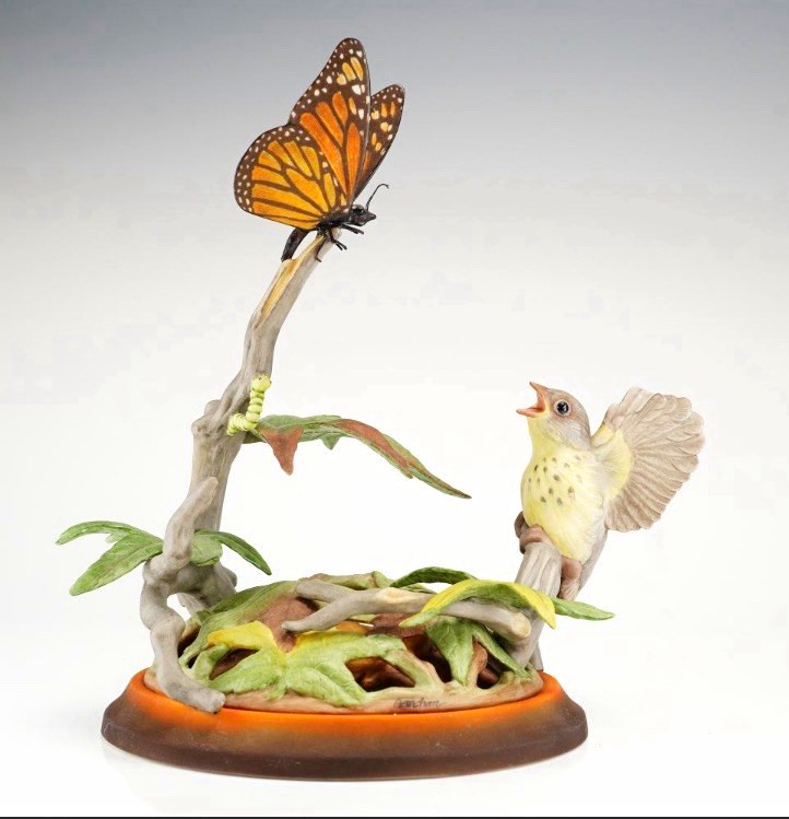 Boehm Vintage Hand Painted Porcelain Figurine: Fledgling Canada Warbler 491