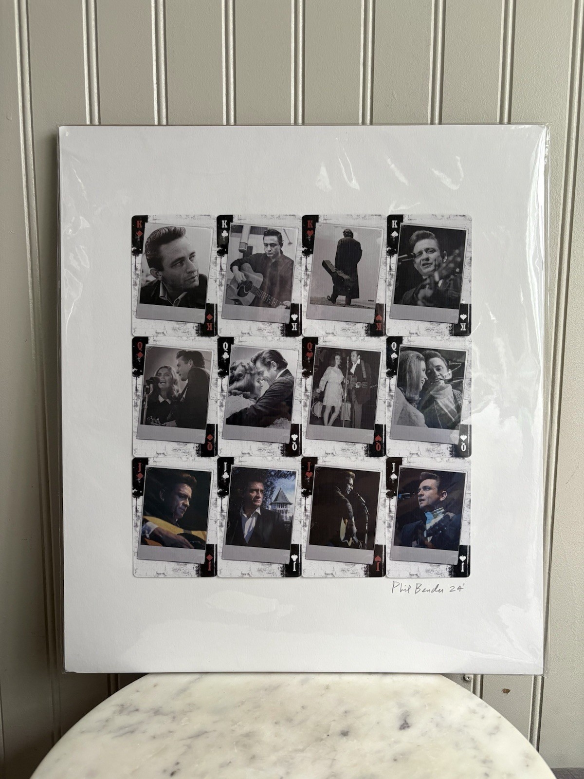 NEW Phil Bender Johnny Cash Playing Cards Assemblage Artwork Collectible Signed